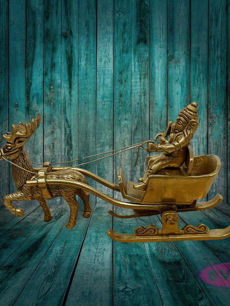 Brass Ganesha on Deer Chariot – Auspicious Gift for Housewarming