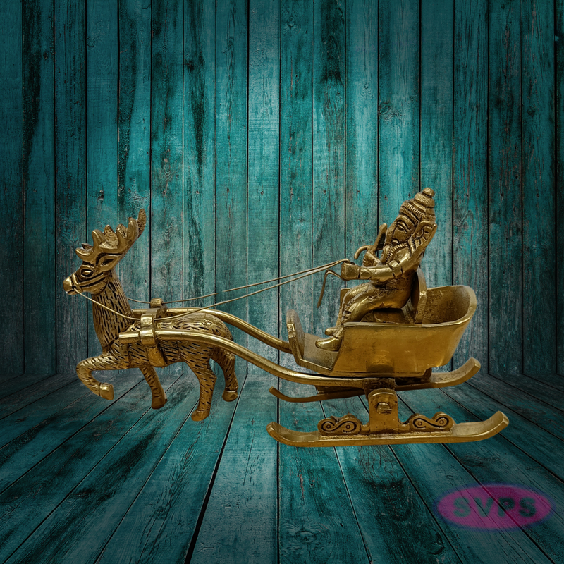 Brass Ganesha on Deer Chariot – Auspicious Gift for Housewarming