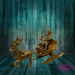 Brass Ganesha on Deer Chariot – Auspicious Gift for Housewarming