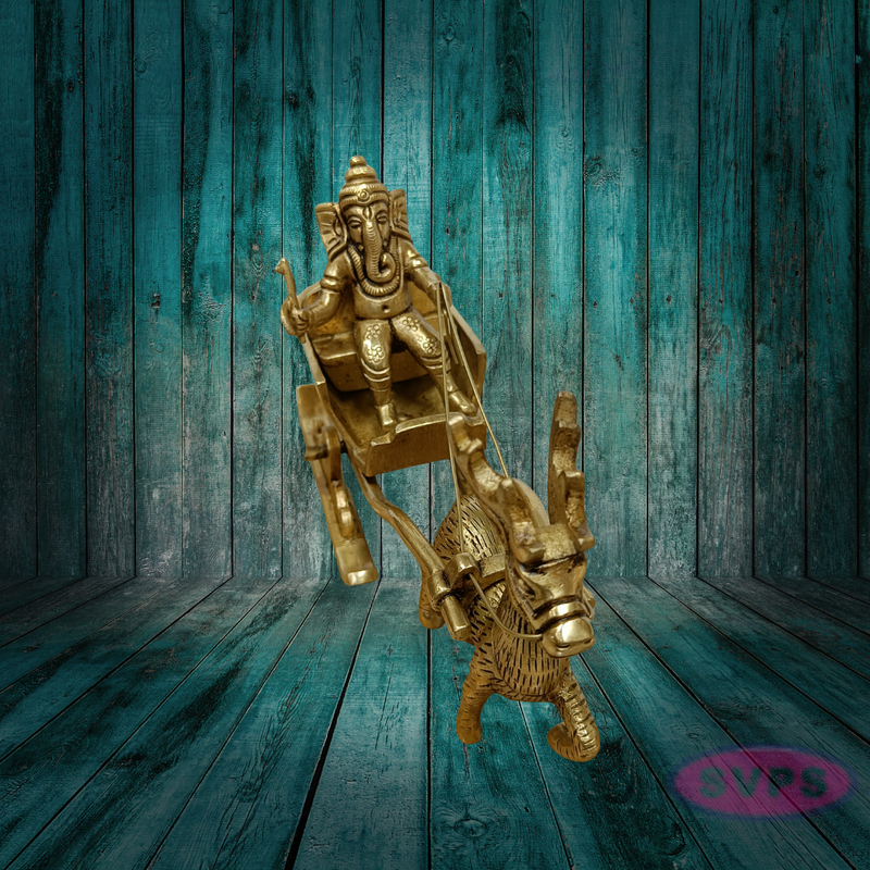 Brass Ganesha on Deer Chariot – Auspicious Gift for Housewarming