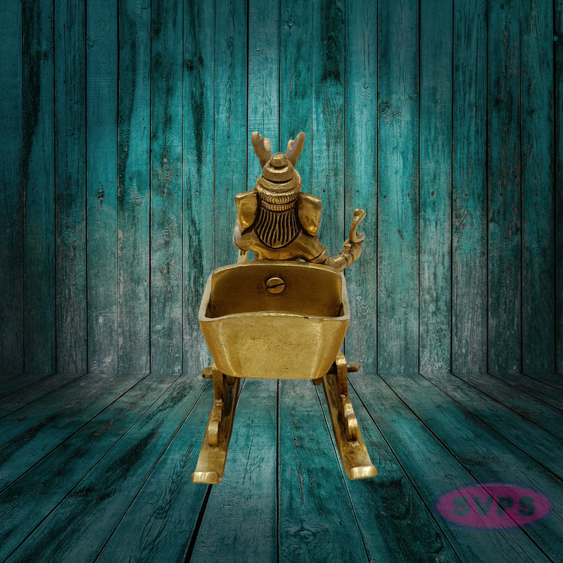 Brass Ganesha on Deer Chariot – Auspicious Gift for Housewarming