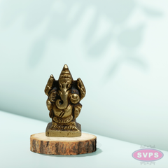 Mini Ganesh Idol 1 Inch Brass Murti for Pooja & Pocket Temple