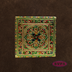 Kolam Design Pooja Chowki – Gold Finish Manai for Mandir & Idol Placement
