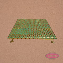 Green Floral Design Pooja Manai – Decorative Gold Finish Mandir Chowki for God Idols