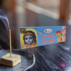 Handrolled Gulabh Chandan Agarbatti Sticks – Herbal Incense for Puja, Meditation, Yoga & Home Fragrance