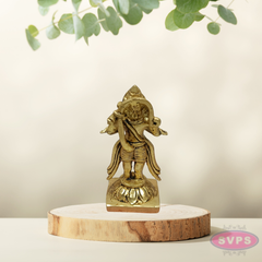 Divine Brass Anjaneyar Standing Idol on Lotus Base