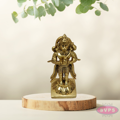 Divine Brass Anjaneyar Standing Idol on Lotus Base