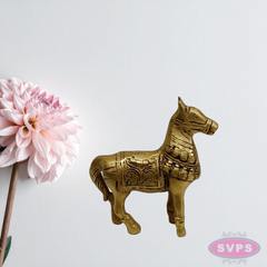 4 Inch Solid Brass Horse Statue for Living Room & Office