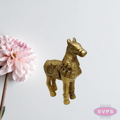 4 Inch Solid Brass Horse Statue for Living Room & Office