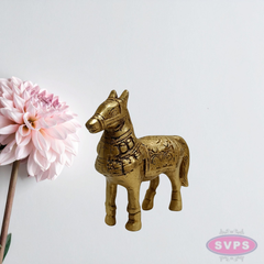 4 Inch Solid Brass Horse Statue for Living Room & Office