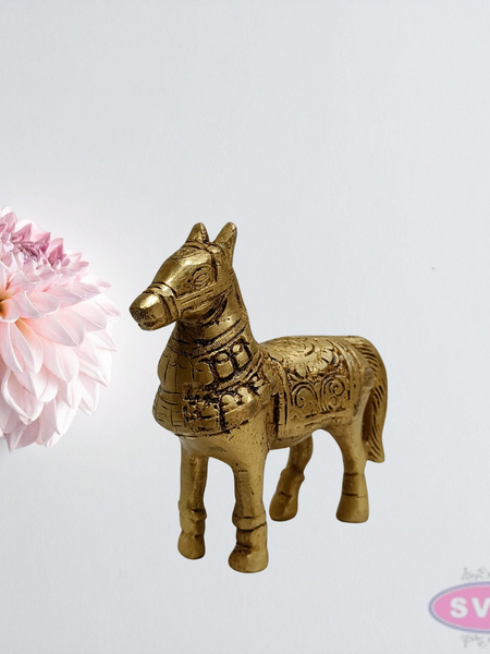 4 Inch Solid Brass Horse Statue for Living Room & Office