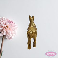 4 Inch Solid Brass Horse Statue for Living Room & Office