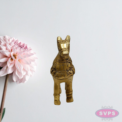4 Inch Solid Brass Horse Statue for Living Room & Office