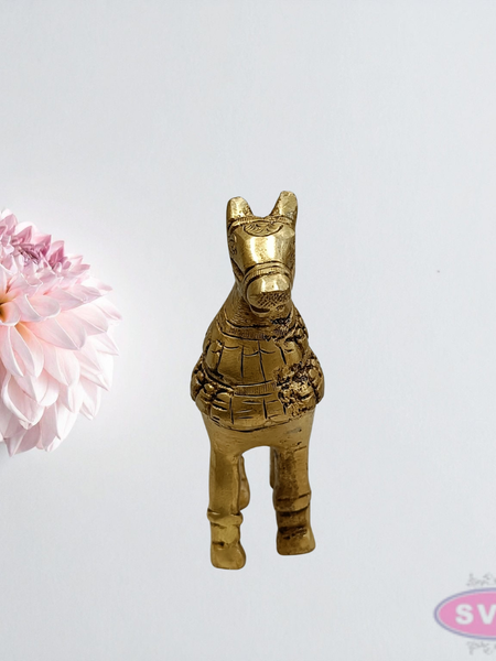 4 Inch Solid Brass Horse Statue for Living Room & Office