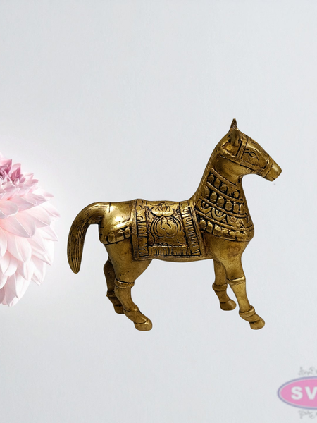 Handcrafted Brass Horse Figurine – 6 Inch Showpiece