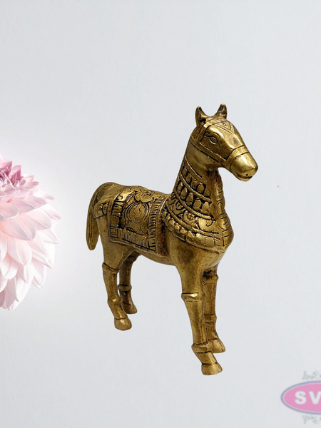Handcrafted Brass Horse Figurine – 6 Inch Showpiece