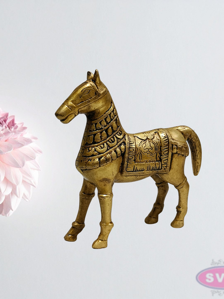Handcrafted Brass Horse Figurine – 6 Inch Showpiece