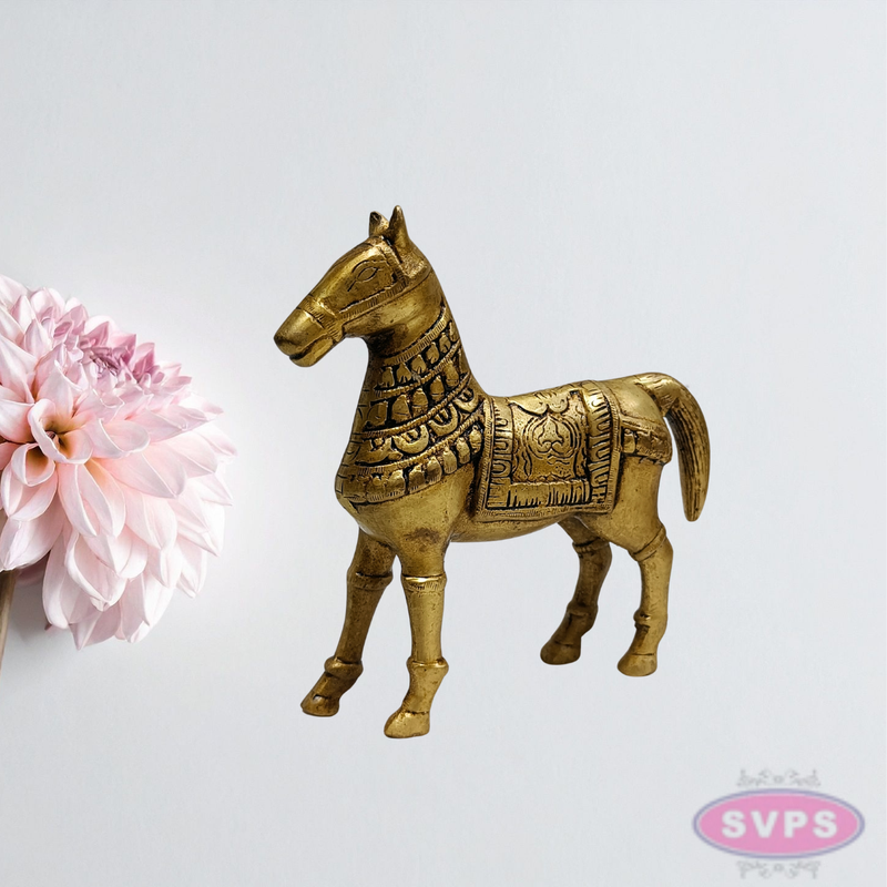 Handcrafted Brass Horse Figurine – 6 Inch Showpiece