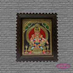 Sabarimala Ayyappa Tanjore Art with Antique Finish Teak Wood Frame