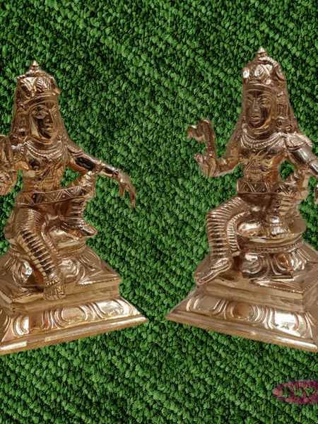 Traditional Handcrafted Panchalogham Iyappan Family Set – Lord Iyappan with Poorna and Pushkala Devi Idols