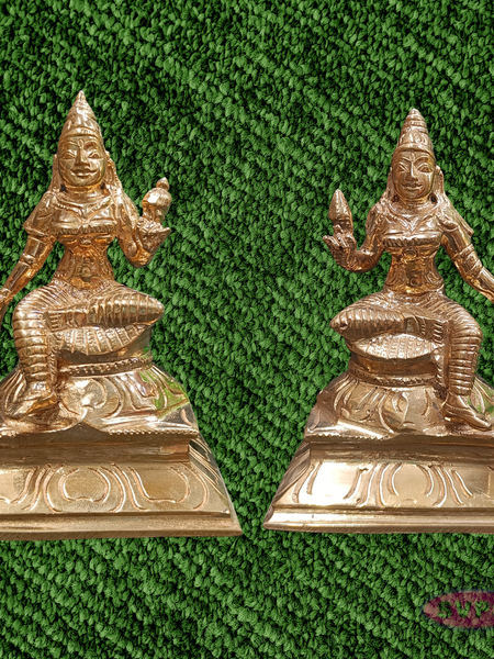 Traditional Handcrafted Panchalogham Iyappan Family Set – Lord Iyappan with Poorna and Pushkala Devi Idols