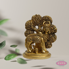 Pure Brass Kamadhenu Cow with Calf Idol – Auspicious Pooja Statue