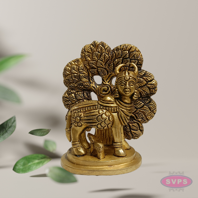 Pure Brass Kamadhenu Cow with Calf Idol – Auspicious Pooja Statue