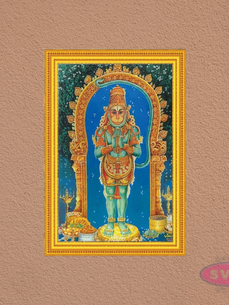 Hanuman Photo Frame for Pooja Room – Hindu Spiritual Wall Art Decor