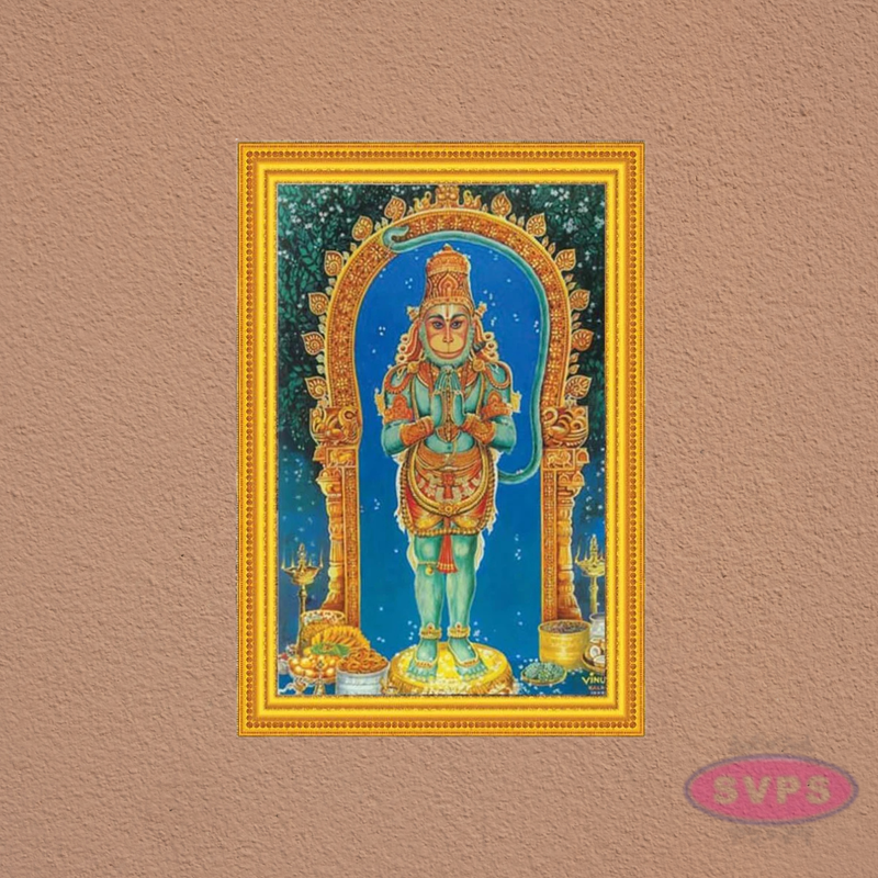 Hanuman Photo Frame for Pooja Room – Hindu Spiritual Wall Art Decor