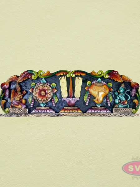 Wooden Padam Thiruman Multicolour Wall Hanging – Vaishnavite Namam Shankh Chakra Pooja Room Decor
