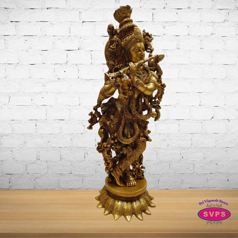 Premium Brass Lord Krishna Idol 25 Inch – Home & Temple Décor
