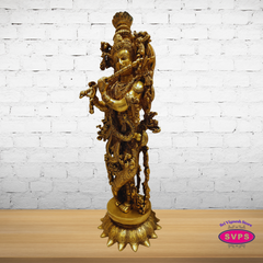 Premium Brass Lord Krishna Idol 25 Inch – Home & Temple Décor