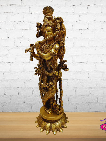 Premium Brass Lord Krishna Idol 25 Inch – Home & Temple Décor