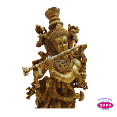 Premium Brass Lord Krishna Idol 25 Inch – Home & Temple Décor