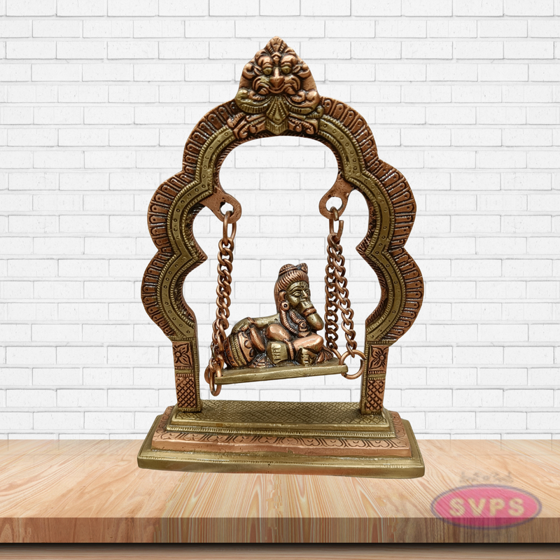 Brass Krishna Swing (Jhula) with Chain – Bal Gopal Idol for Pooja & Décor