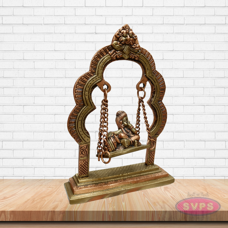 Brass Krishna Swing (Jhula) with Chain – Bal Gopal Idol for Pooja & Décor