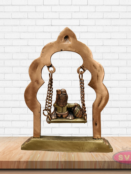Brass Krishna Swing (Jhula) with Chain – Bal Gopal Idol for Pooja & Décor