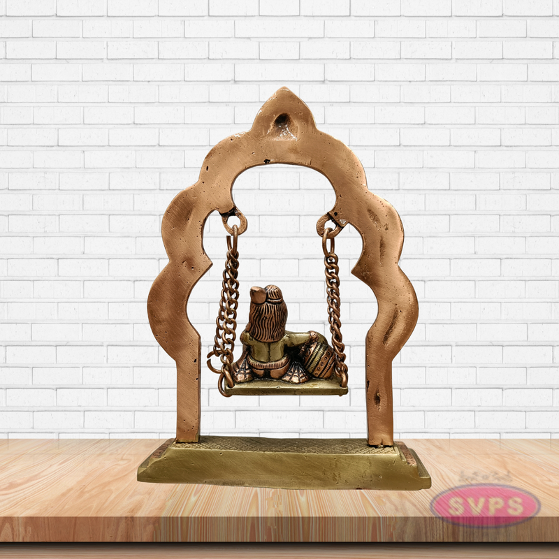 Brass Krishna Swing (Jhula) with Chain – Bal Gopal Idol for Pooja & Décor