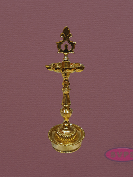 Handcrafted Brass Kuthu Vilakku with Lotus Base – Height 14 Inches