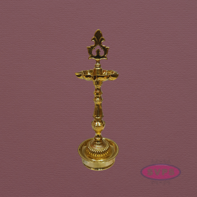 Handcrafted Brass Kuthu Vilakku with Lotus Base – Height 14 Inches