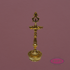 Handcrafted Brass Kuthu Vilakku with Lotus Base – Height 14 Inches