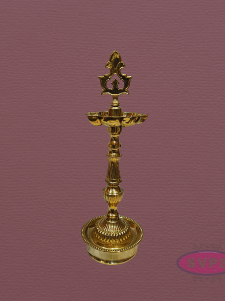 Handcrafted Brass Kuthu Vilakku with Lotus Base – Height 14 Inches