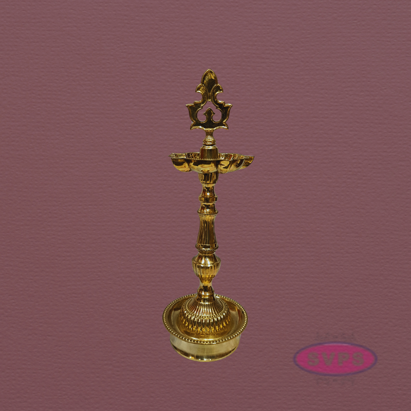 Handcrafted Brass Kuthu Vilakku with Lotus Base – Height 14 Inches