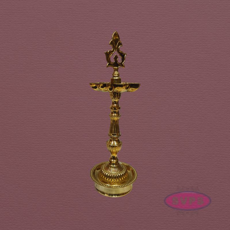 Handcrafted Brass Kuthu Vilakku with Lotus Base – Height 14 Inches