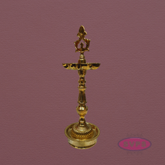Handcrafted Brass Kuthu Vilakku with Lotus Base – Height 14 Inches