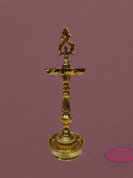 Handcrafted Brass Kuthu Vilakku with Lotus Base – Height 14 Inches