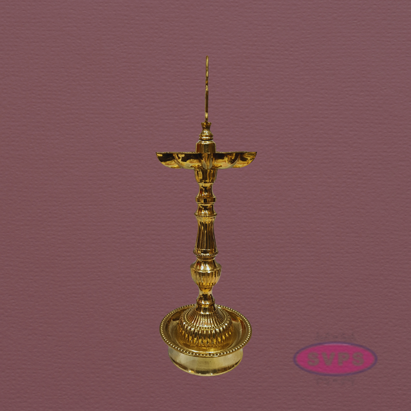 Handcrafted Brass Kuthu Vilakku with Lotus Base – Height 14 Inches
