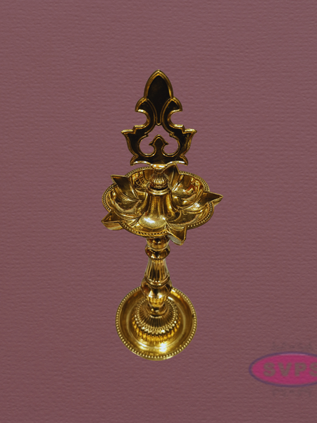 Handcrafted Brass Kuthu Vilakku with Lotus Base – Height 14 Inches