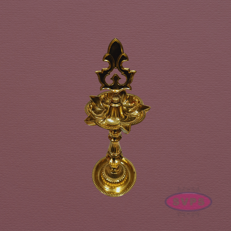 Handcrafted Brass Kuthu Vilakku with Lotus Base – Height 14 Inches