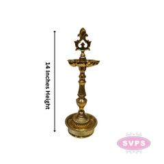 Handcrafted Brass Kuthu Vilakku with Lotus Base – Height 14 Inches